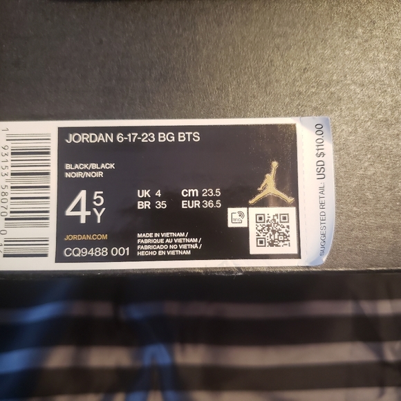 Black Jordan 6-17-23 BG BTS Sneakers - Picture 4 of 5